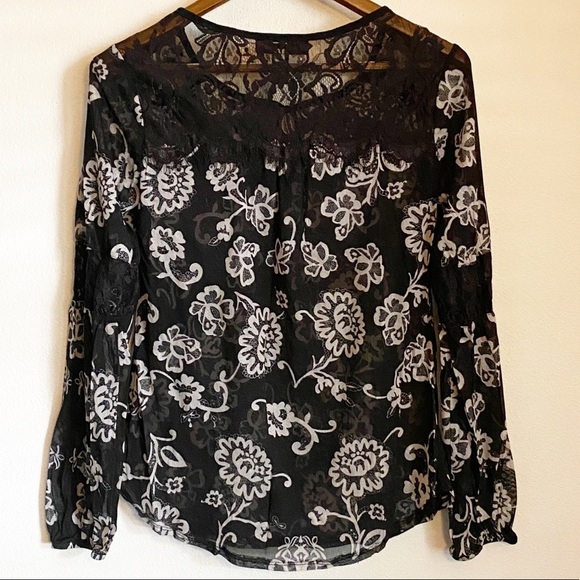 INC Sheer Lace Floral Blouse - Picture 5 of 5